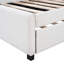 Lit de jour rembourré en lin beige avec lit gigogne simple, sans sommier tapissier