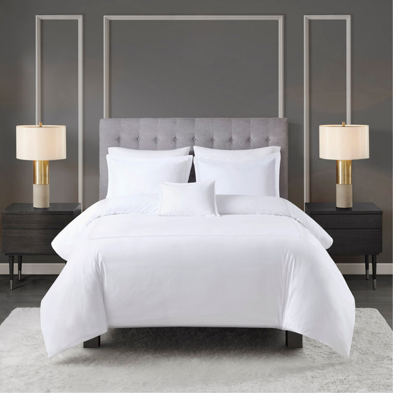 King/Cal King 100% Cotton Sateen Embroidered Comforter Set, King Comforter + 4 Additional Pieces