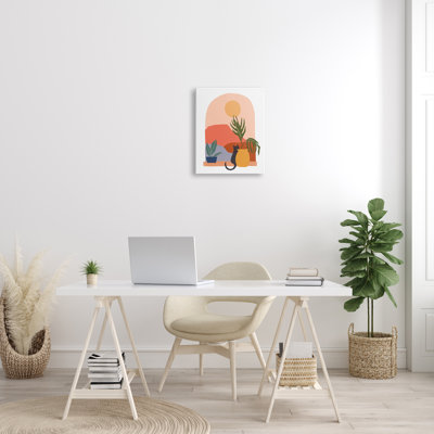 Cat Watching Desert Dunes Modern Window View by June Erica Vess - Print on Canvas