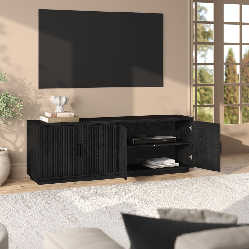 Mero Rectangular TV Stand for TV's up to 75", Black Grain