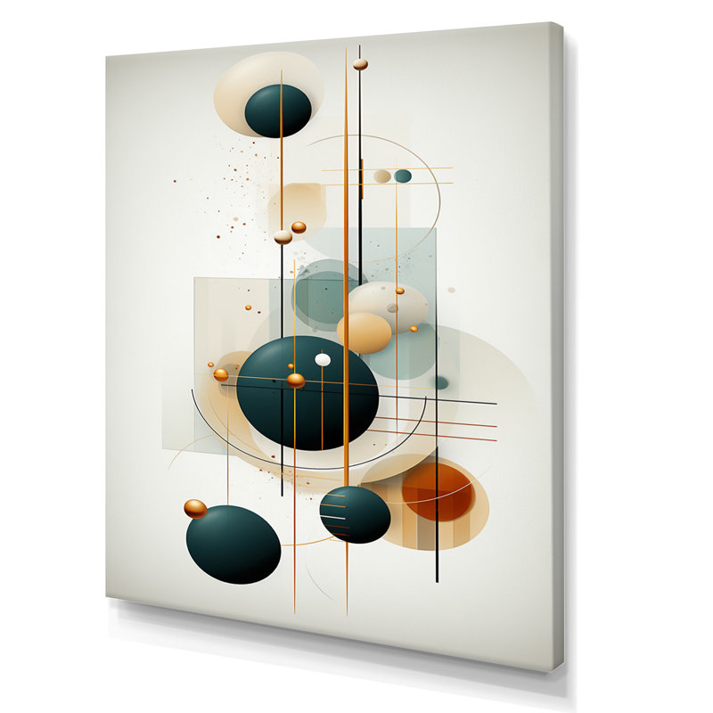 «Sweet Serenity» circulaire géométrique minimaliste rétro I - décoration murale géométrique moderne, Toile tendue