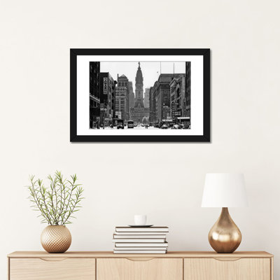 «1950s Downtown Philadelphia PA USA look South Down North Broad Street at City Hall», reproduction de photo sur toile