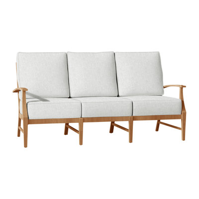 Croquet 75.75" Wide Outdoor Teak Patio Sofa with Cushions