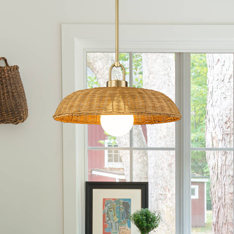 18'' 1-Light Hand-Woven Rattan Dome Pendant for Kitchen Island