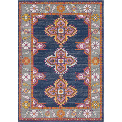 Adelia Oriental Blue/Orange Area Rug