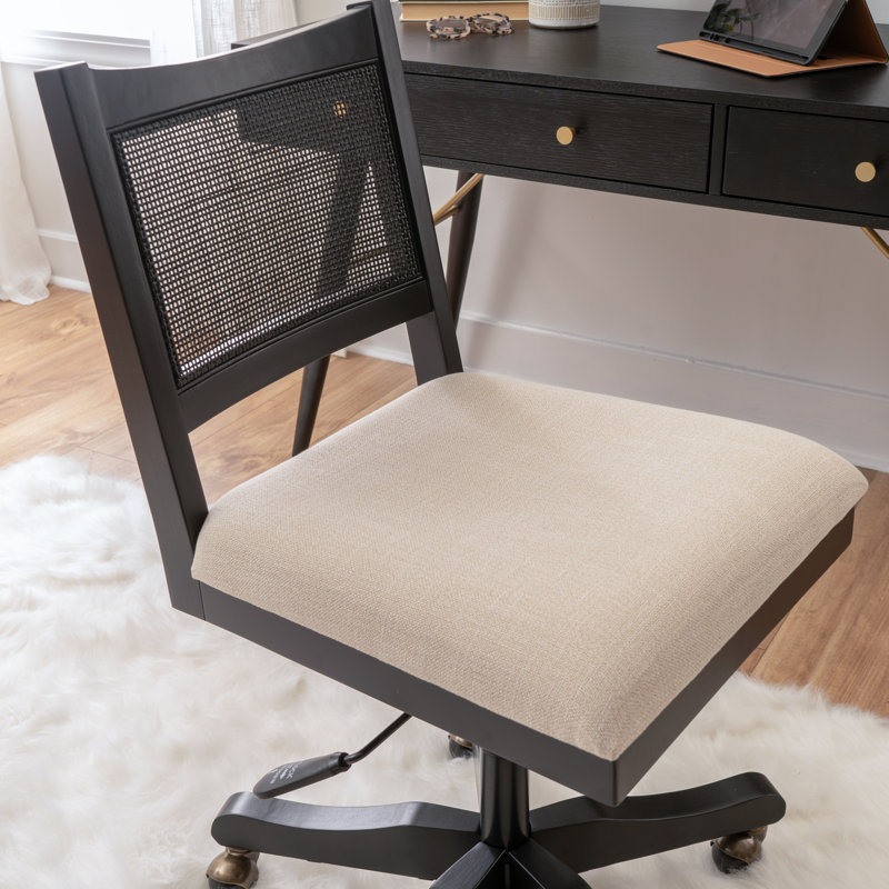 Donner Padded Seat Cane Back Swivel Office Chair