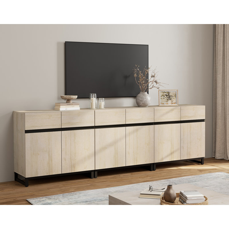 Crédence de rangement l 94,5 po Aadam, Beige