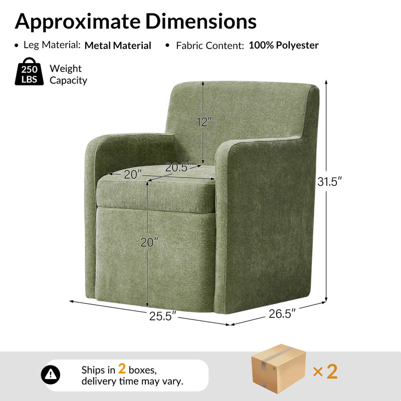 Gosselin 22.5''W Modern Moveable Dining Chair With Storage, Moss Green