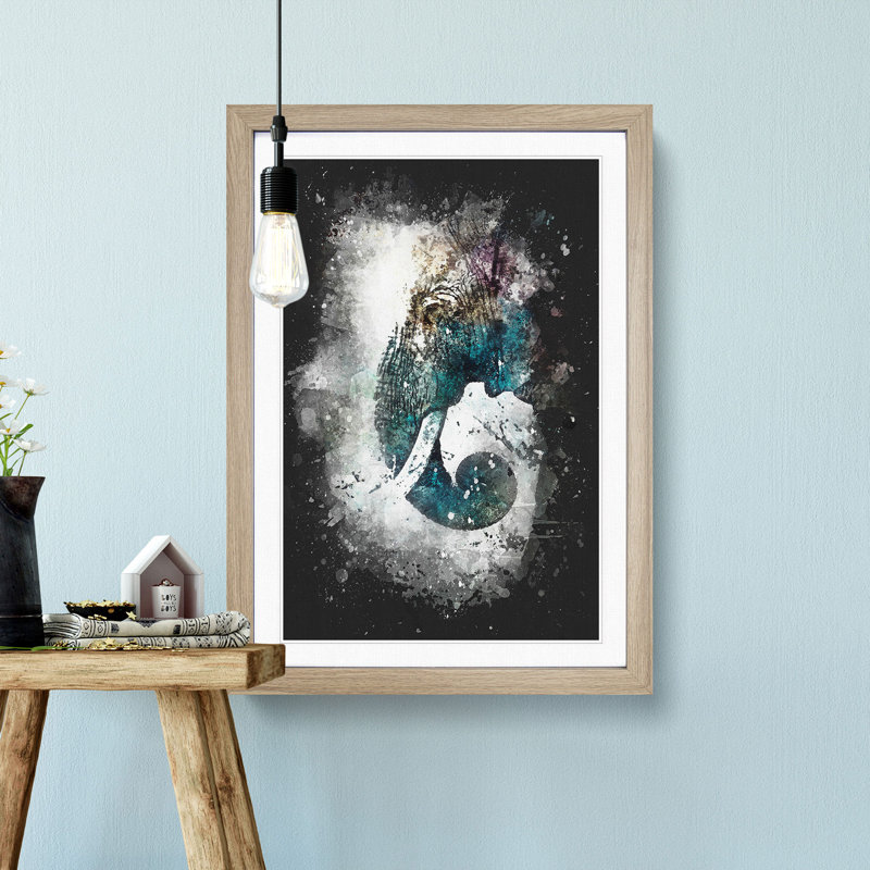 Elephant Profile - Framed Print, Oak Framed, 63cm H x 45cm W x 2cm D