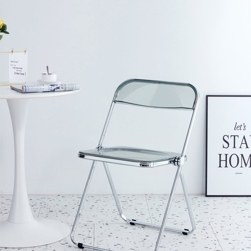Chaise de salon pliante en plastique transparent gris et gris