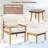 5 Pcs Rattan Furniture Set Wood Frame Chairs & Ottomans With Square Coffee Table