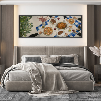 Élégante décoration de table repas repas au-dessus de la célébration gastronomique murale - grande impression sur toile encadrée de la chambre principale