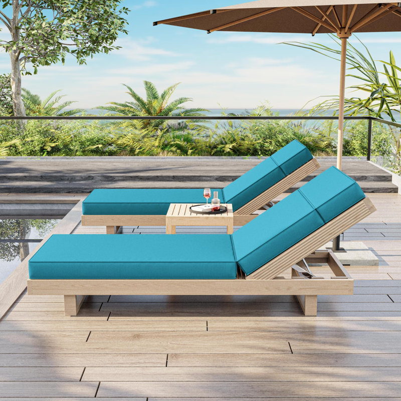 Coussin de chaise longue d'extérieur Wynee, L 25,8 po x P 79,75 po, Bleu lac