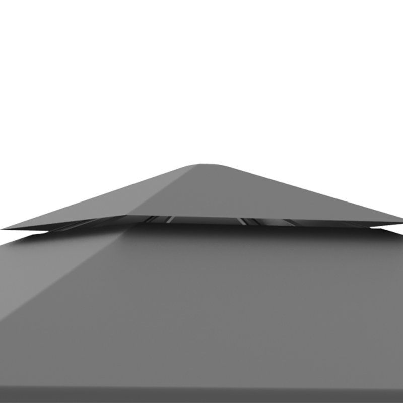Ahriana 3 x 3m Outdoor Steel Gazebo with 2 Tier Roof Garden Gazebo Grey