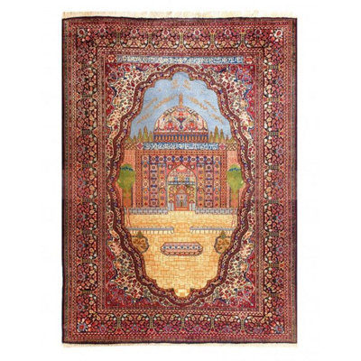 Canvello Multi Color Fine Hand Knotted Pure Silk Kashmir Rug 4'3'' X 5'11''