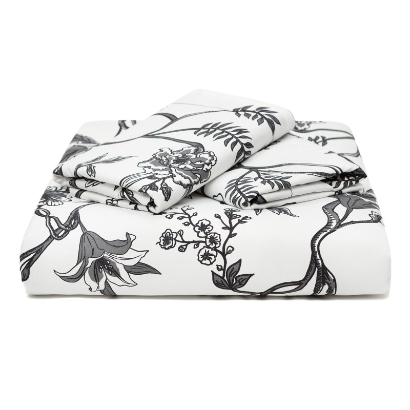 Twin Black and White Microfiber French Toile Duvet Cover Set
