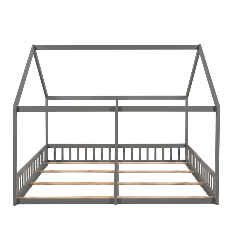 Lit plateforme simple, deux lits partagés, gris