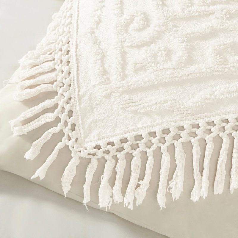 Couvre-lit très grand avec très grand lit, Couvre-lit très grand + 2 taies, Blanc cassé