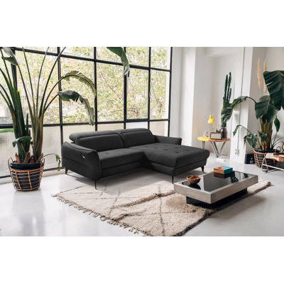 Morpeth Power Reclining Upholstered Corner Sofa in Chenille Fabric with Adjustable Headrests
