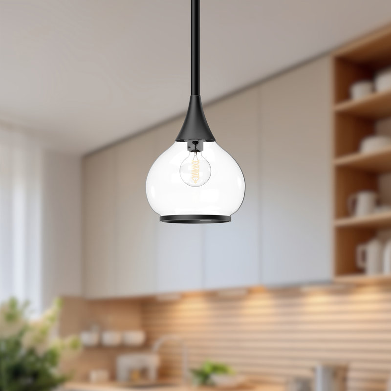 Nieve 1 - Light Teardrop Pendant, Matte Black, Clear