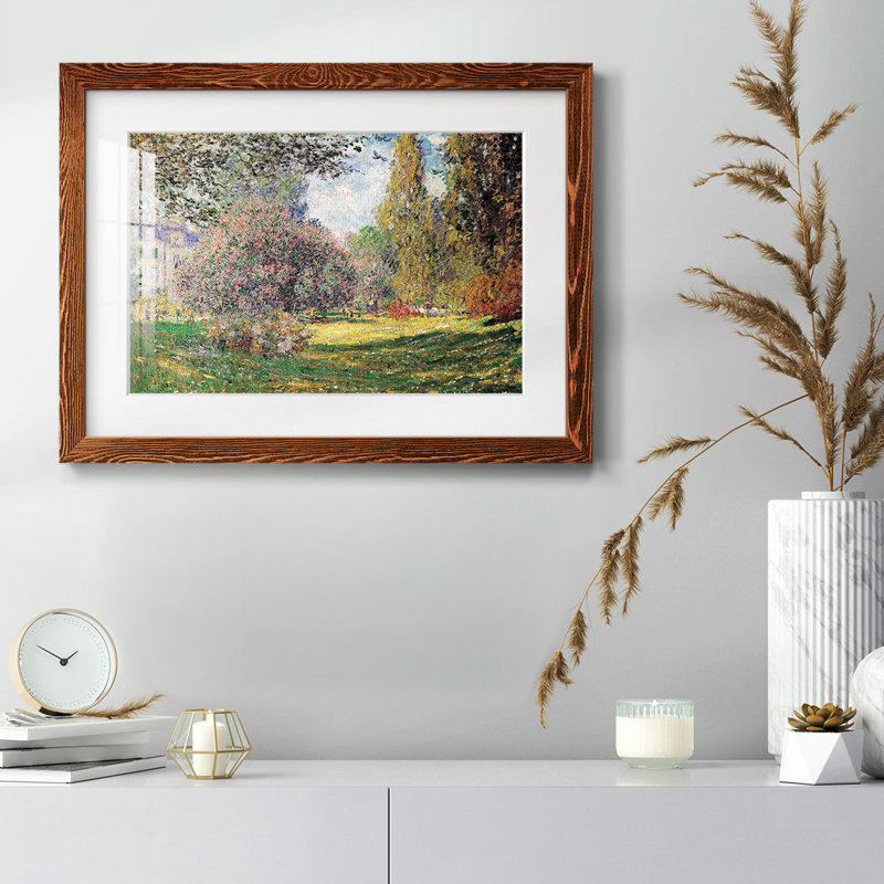 «The Park» par Claude Monet - peinture à cadre unique, H 22 po x l 32 po x P 1,5 po, Érable