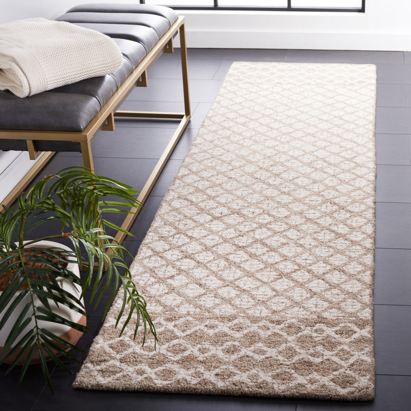 Abstract Hand Tufted Wool, Cotton Geometric Rug, Runner 2'3" x 8'
