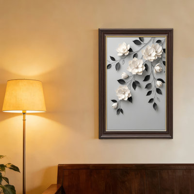Art mural antique sur toile encadré doré pour le salon, la chambre à coucher, le bureau ou le vestibule - décoration murale décorative avec art floral