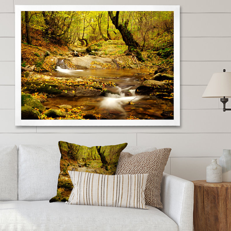 «Beautiful Autumn Forest River», décoration murale traditionnelle sur toile, H 16 po x l 32 po x P 1 po
