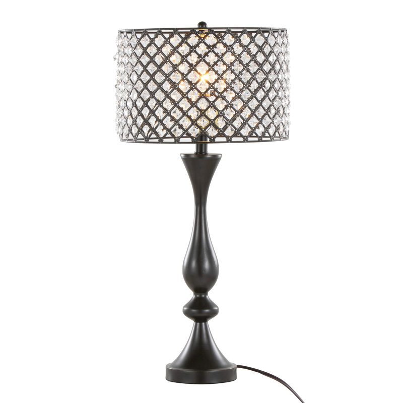 Topaz 27" Contemporary Metal Table Lamp With Clear K9 Crystal And Metal Shade From Grandview Gallery, Bronze