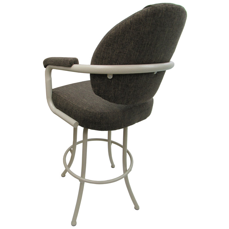 Swivel Upholstered Counter Stool with Metal Frame, Sanora Brown, Beige