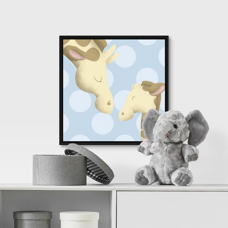 Giraffe maman et baby art Carrickfergus, H 24 po x l 24 po x P 1,75 po, Cadre pour toile flottant noir
