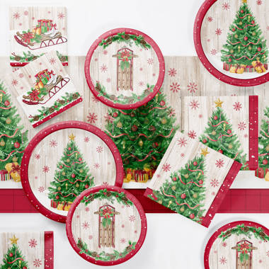 Christmas Party Supplies Paper Dinnerware Sets Serves 16 Guests - Disposable  Paper Plates For Dinner & Dessert, Reindeer Napkins, Paper Christmas Tree  Cups