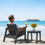 Ensemble de chaise d'extérieur et table d'appoint Adirondack, résine HDPE, pour barbecue, plage, terrasse, jardin, pelouse et cour, noir.
