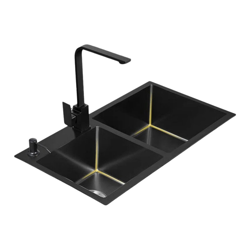 Évier de cuisine à double cuve en acier inoxydable 29,5 po L