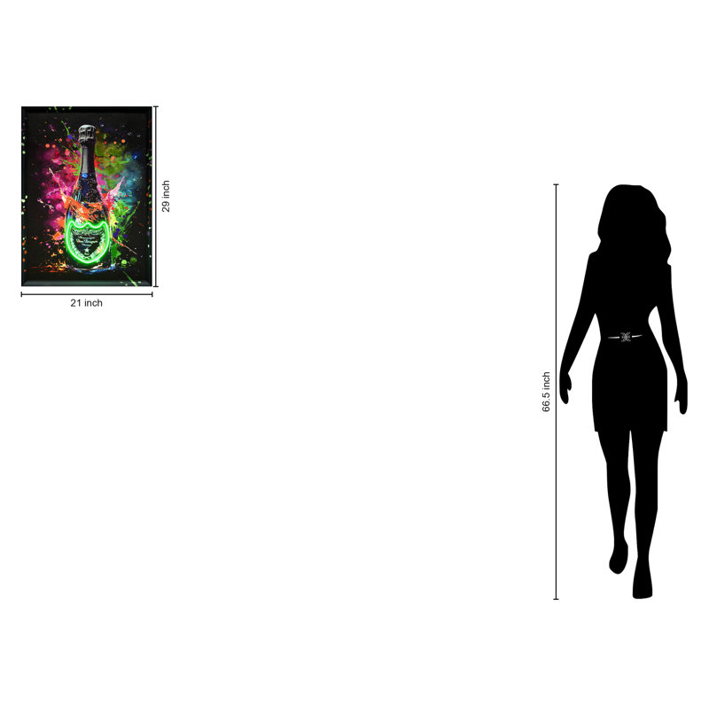 «Neon Celebration Bubbles Art», art mural sur toile - 21 po x 29 po - cadre noir