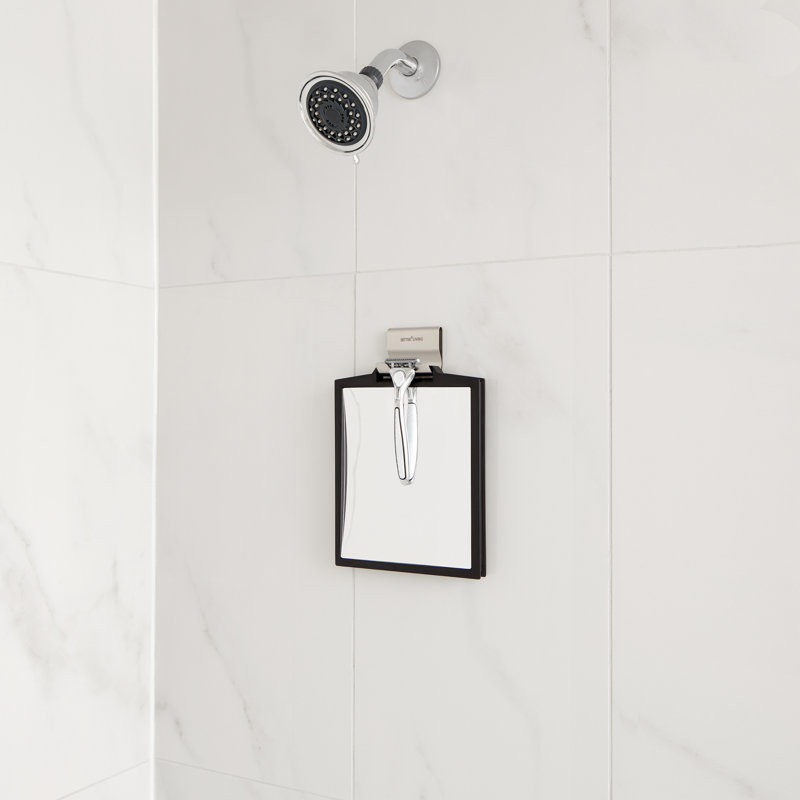 Black Double-Sided Fogless Magnifying Shower Mirror