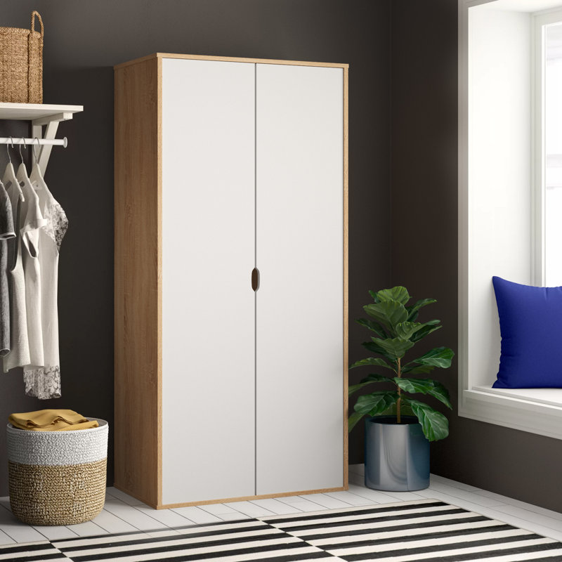 Bohl 2 Door Manufactured Wood Wardrobe, Oak/White