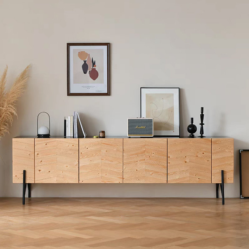 Meuble télé en bois massif Wabi-sabi, 86.61"