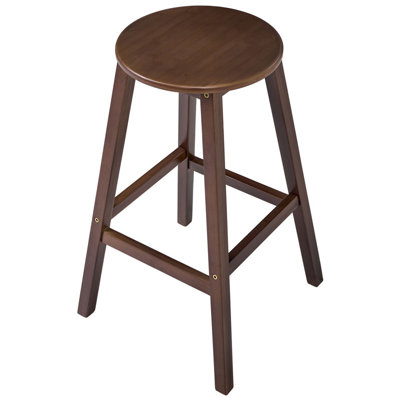 Bar Stool with Solid Wood Frame, Dark Brown