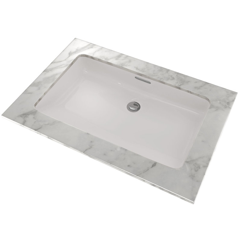 Ceramic Rectangular Undermount Bathroom Sink with Overflow, Colonial White