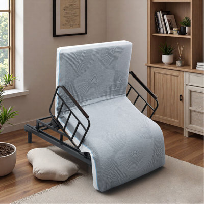 Electric Lift Bed For Seniors - Wired Remote Control With One-Touch Backrest Lift & Leg Lowering, Fall-Safe Rails & Detachable Meal Tray, Safe Standing/Sitting/Lying Aid