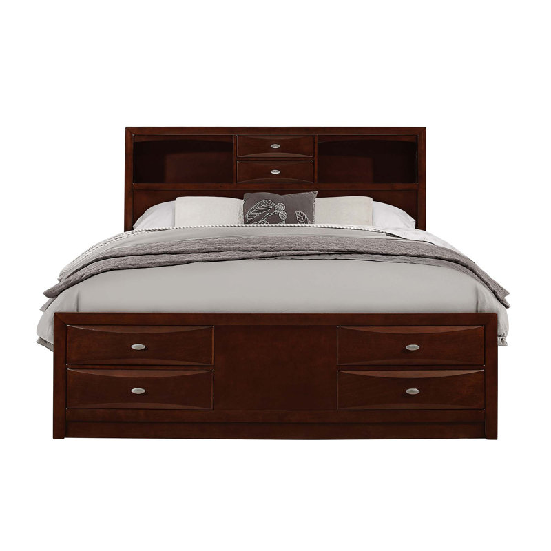 Ireland Espresso Finish EK Bed W/Storage, Noyer, Très grand lit