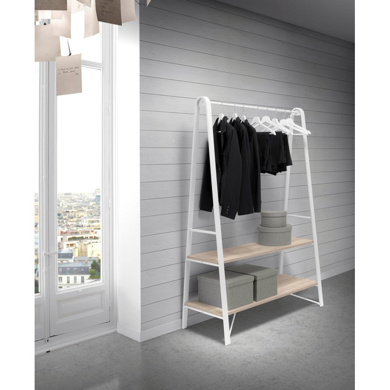 Gooding 110cm Clothing Rack, White/Light Oak