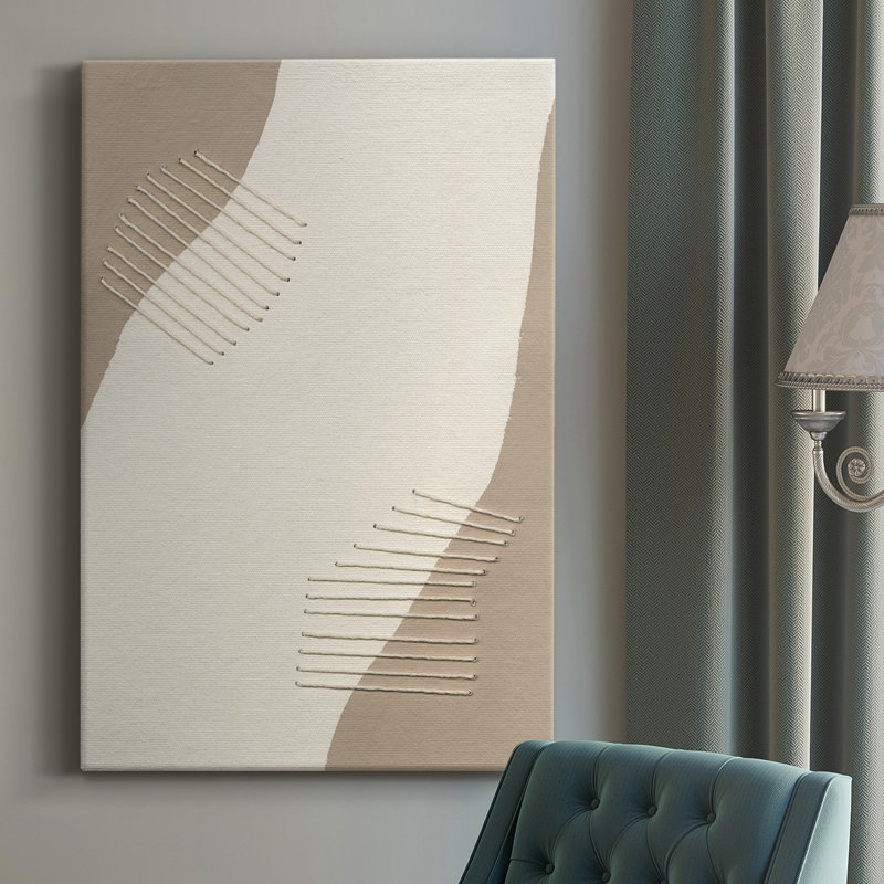 Neutral Stitches II - Wrapped Canvas Painting, 18" H x 12" W x 1" D