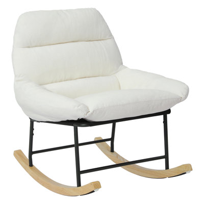 Bayou Breeze Round Rocking Chair with Solid Wood Legs Lambswool ...