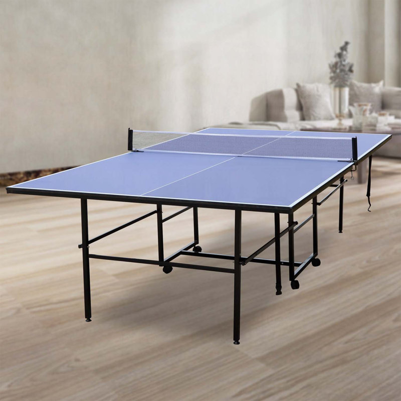 Ensemble de table de tennis de table pliable et portable 9 pi avec filet pour l'intérieur et l'extérieur