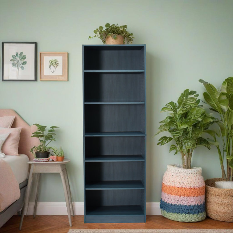 Troche 181.7cm H x 60.2cm W Bookcase, Teal