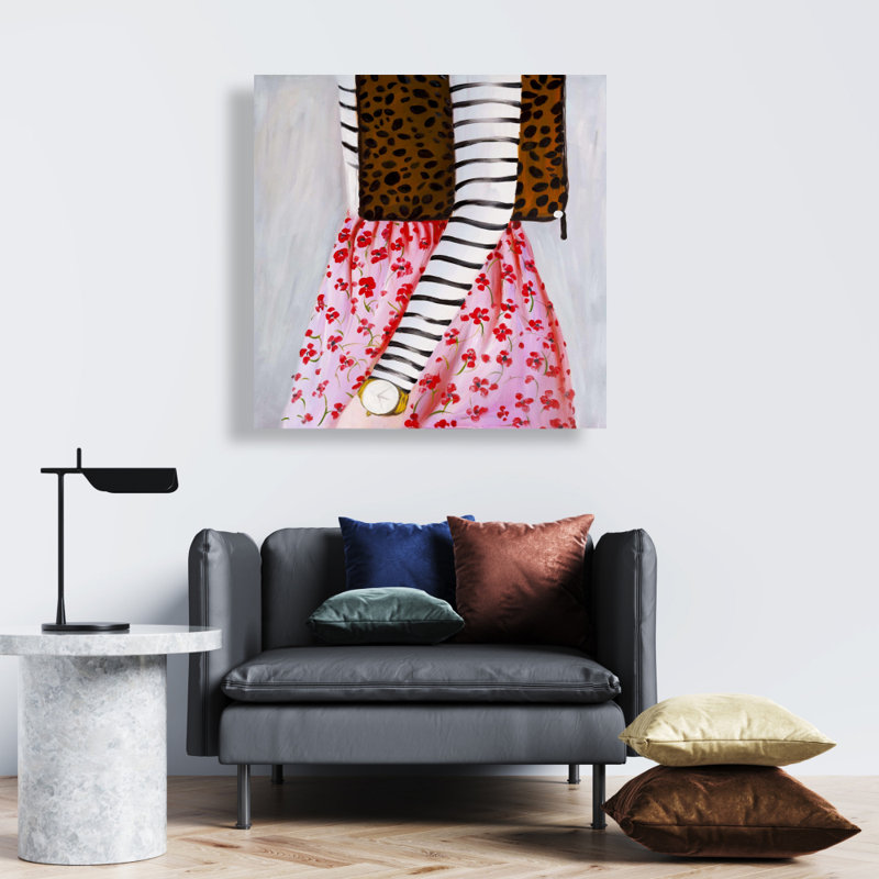 «Fashionable Woman», art mural contemporain brun, H 24 po x l 24 po