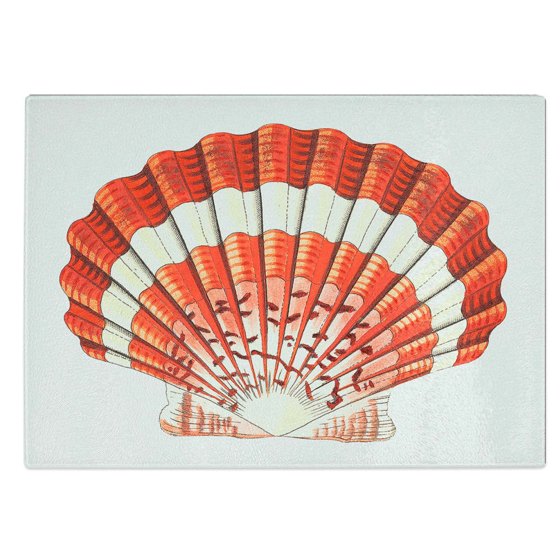 Tempered Glass Scallop Shell by George Shaw Chopping Board, 39 cm W x 28.5 cm L