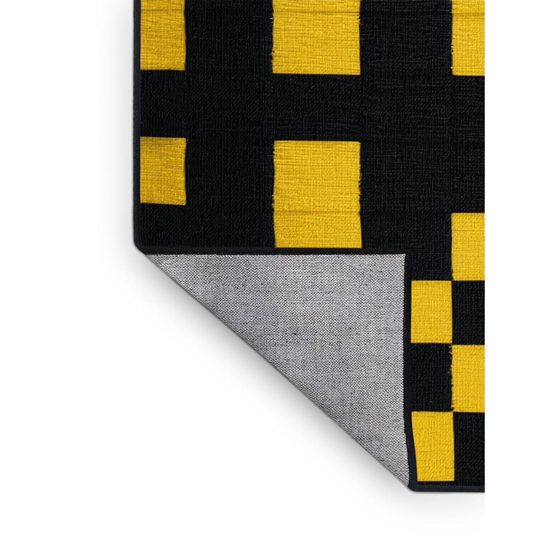Tapis damier noir lavable à la machine, Carré 3 pi